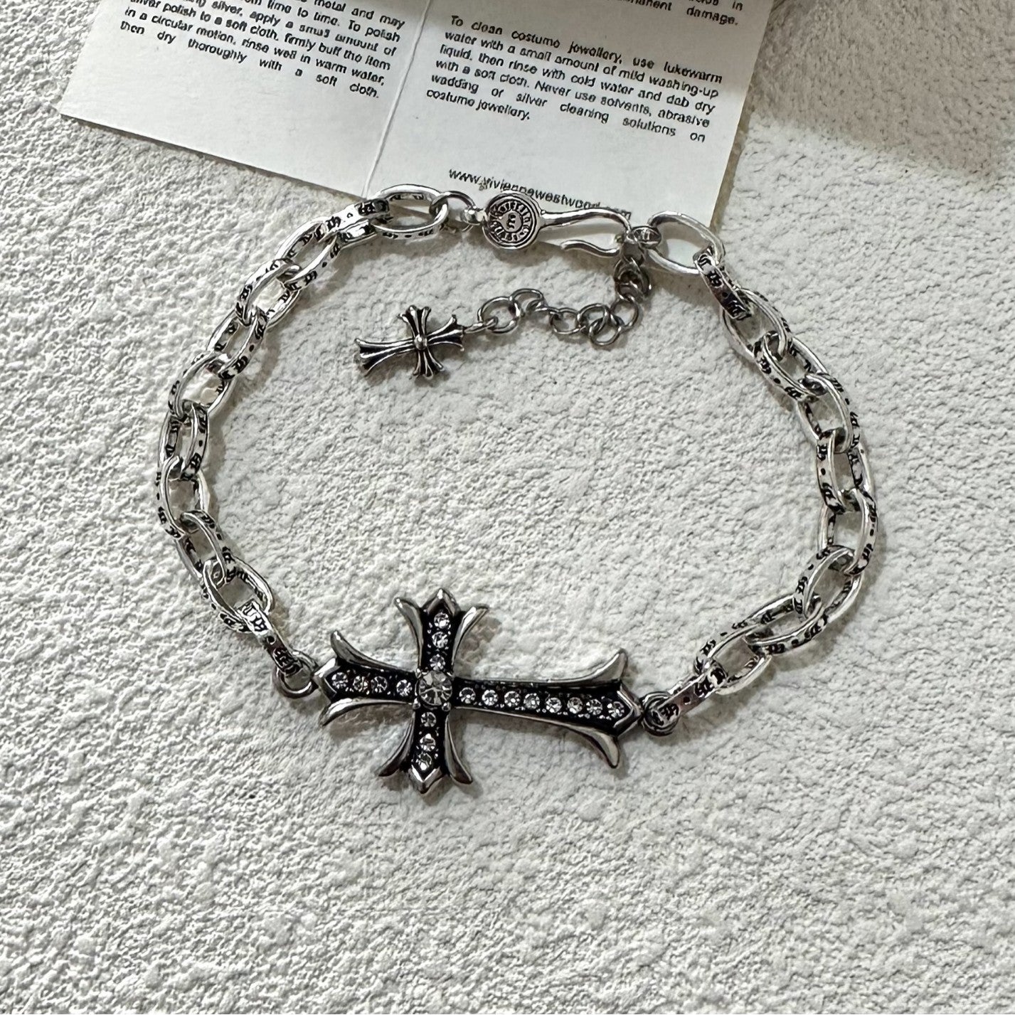 Wholesale ins cold antique silver plated love crown cross flower bracelet